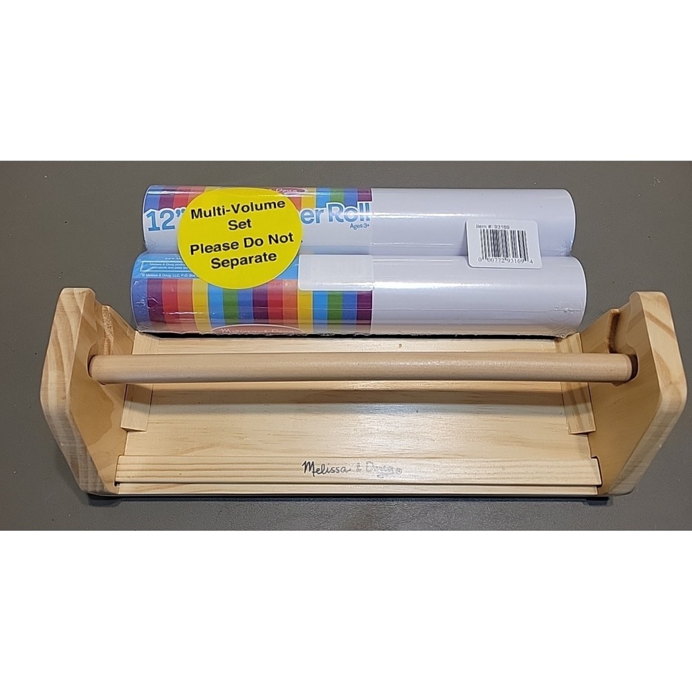 Melissa & Doug Wooden Paper Roll Dispenser 12" x 75' White Bond Paper set